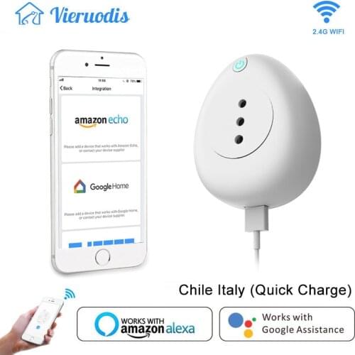 Smart Chile Plug Italy Wifi Socket Outlet CL Power Energy Monitor Voice Control Alexa Google Home Tuya Smart Life with 2.1V USB