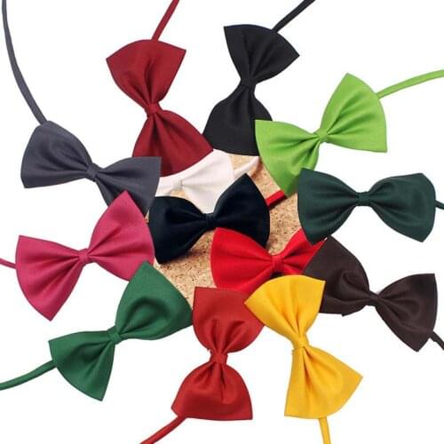 Wedding Bowties Solid Plain Classic Bowtie Satin Bow Tie Black KIDS Boys Tie Pre-Tied Formal Child Adjustable