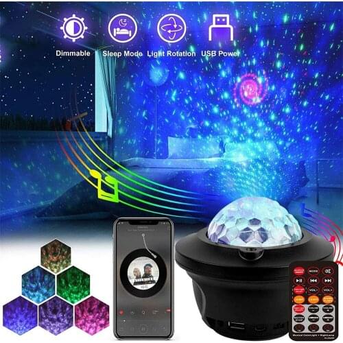 LED Music Starlight Projection Light Bluetooth Voice Control Rechargeable Night Light Party Decorations Projectors Stage Lamp