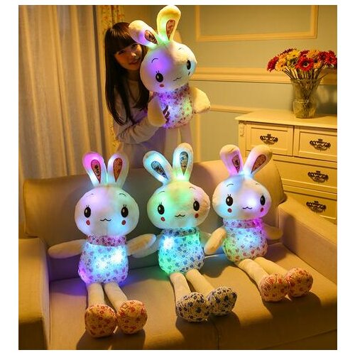 75CM 1.1m Led Luminous Glowing Toys Light Up Music Kid Plush Rabbit Bunny Doll Christmas Birthday Girlfriend Children Gift YH359