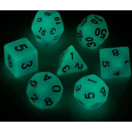 270C 7pcs/set Luminous Polyhedral Sided Dice D4 D6 D8 D10 D12 D20 Set For Dungeons & Dragon D&D RPG Poly Game