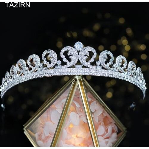 Classic Cubic Zirconia Tiaras for Wedding Zircon Bridal Crowns CZ Pageant Hair Jewelry Accessories Party Prom Headpieces