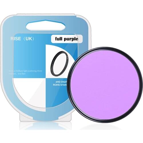 RISE(UK) 49/52/55/58/62/67/72/77mm Ultra Slim frame Full Purple Color Filter with box For DSLR SLR Camera Lens