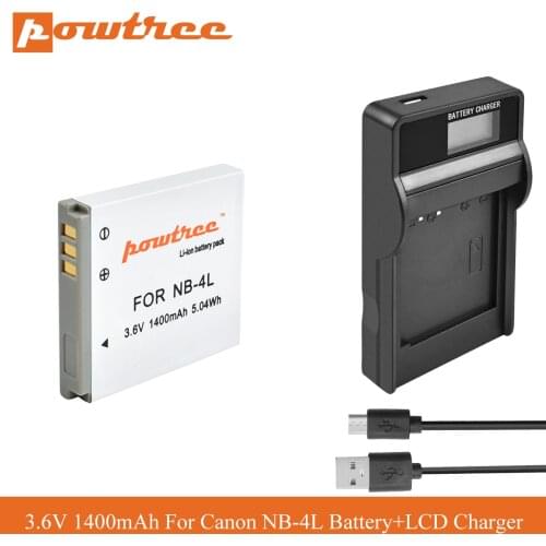 POWTREE NB-4L 1400mAh Replacement Digital Camera Li-ion Battery Pack for Canon IXUS 30 40 50 55 60 65 70 75 NB4L NB 4L SD300 L7