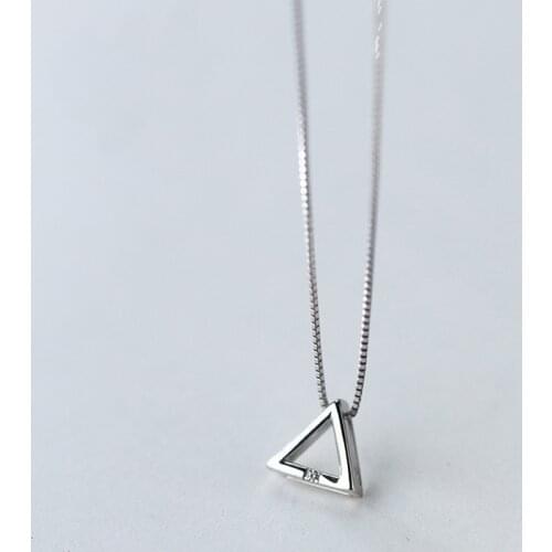 MloveAcc Brand Simple Geometric Triangle Charm Pendant Necklaces for Women 925-sterling-silver Box Chain Necklaces Jewelry