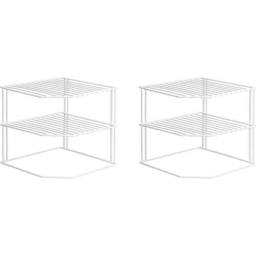 2 Pack Kitchen Cupboard Shelf Organiser,3 Tier Corner Shelf Plate Storage Rack Cupboard Organiser for Kitchen