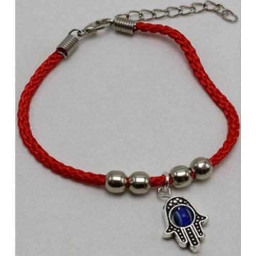 20 Red Braided String with Silver Ball Feng Shui Lucky Bracelets 18cm
