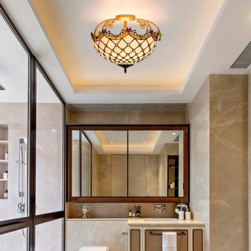 40cm European-Style Simple Mediterranean White Colored Glass Restaurant Bedroom Corridor Corridor Glass Ceiling Lamp