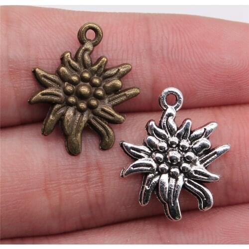 5pcs 21x17mm Flowers 2 Colors Pendants Flower Jewelry Pendants Charm Vintage Flower Pendants