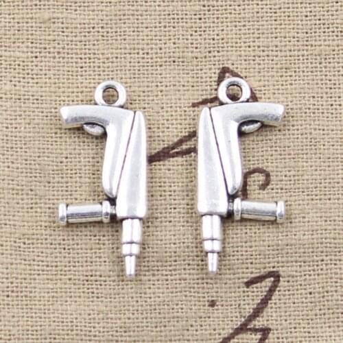 8pcs Charms Electric Drill 26x12mm Antique Tibetan Silver Color Pendant Findings Accessories DIY Vintage Choker Handmade Jewelry