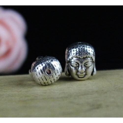 10pcs/lot Tibetan Silver Double-sided Dharma Buddha Head Beads 11mm AlloyBeads Spacer Buddhism Decoration DIY Jewelry Making