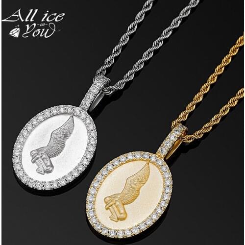 ALLICEONYOU Iced Out Cubic Zircon Luxury Weeping Angel Crystal Pendant&Necklace Hip Hop Fashion Jewelry Female Gift