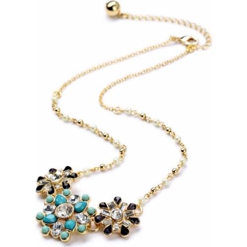 Bulk Price Decent Elegant Women Daily Charm Gold Color Flower Pendant Necklace