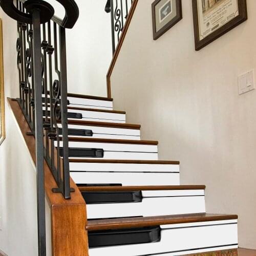 Black White Piano Keys Stairs Decoration Sticker Home Design Decor Stair Wallpaper PVC Staircase Self-adhesive DIY Mural