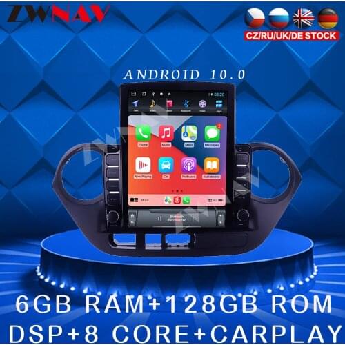 For Hyundai I10 2013-2016 Android 10 Tesla style Car DVD Player GPS navigation Car Auto Radio Stereo Multimedia Player