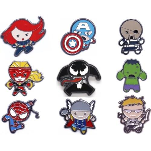 Marvel Avengers Enamel Brooch Cartoon Captain America Spider-Man Venom Metal Badge Couple Backpack Lapel Decoration Accessories