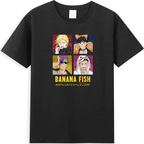 Banana Fish Graphic T-shirt Men Harajuku Ash Lynx Eiji Okumura Yaoi Manga Tops Japanese Anime Tshirt Summer Fashion Men T Shirt