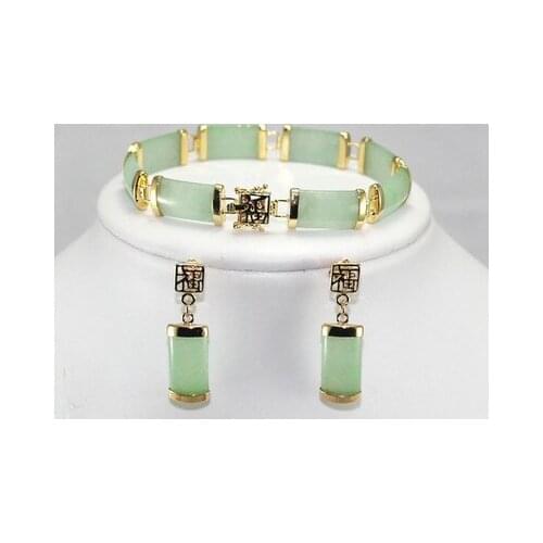 Hot! noble natural jades link bracelet ( 7.5 ") + earrings