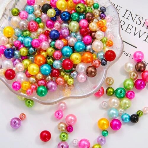 4/6/8/10mm ABS Imitation Pearls Round Beads With Holes DIY Bracelet Earrings Charms Sewing Beads Craft Scrapbook Decoration