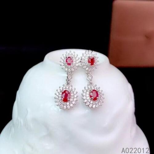 KJJEAXCMY fine jewelry natural ruby 925 sterling silver trendy girl earrings new Ear Studs support test hot selling