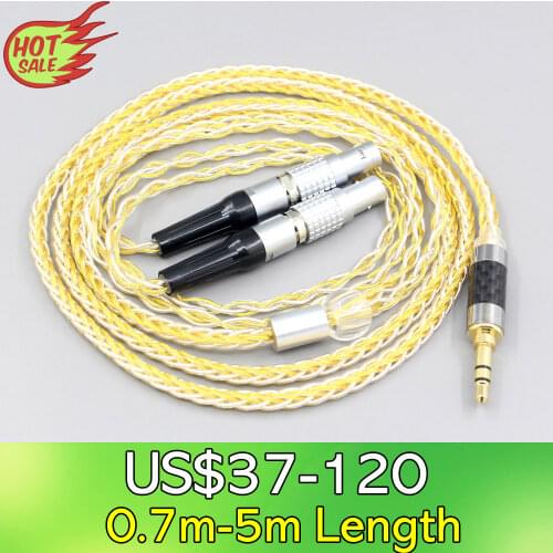 LN007305 8 Core OCC Silver Gold Plated Braided Earphone Cable For Focal Utopia Fidelity Circumaural Headphone