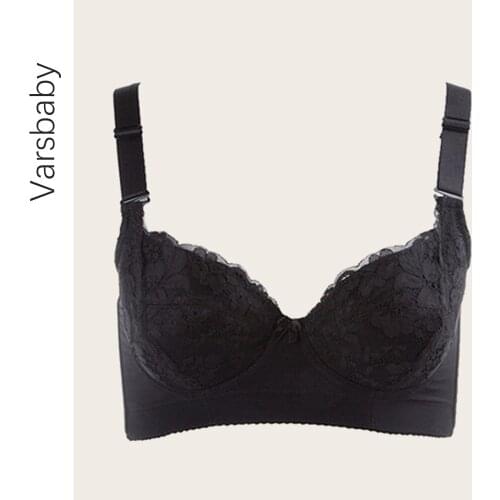 Varsbaby Fashion Plus Size Cotton Women Underwear Sexy Lace Adjustable Push Up Bras 32-40BCDEF Cup Bra