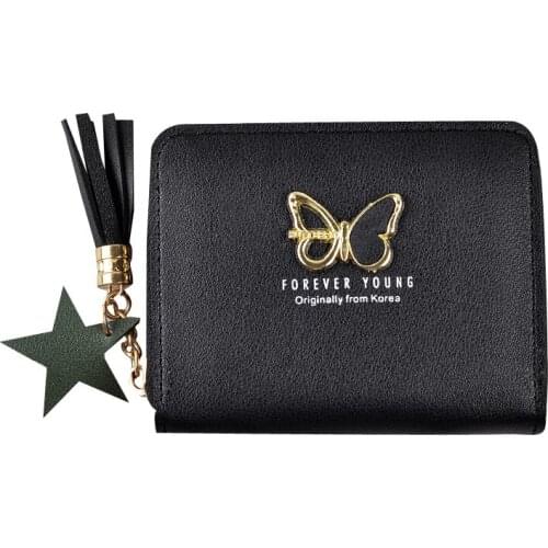 Fashion Women Wallets PU Leather Lady Zipper Coin Purse Brand Design Moneybags Girls Butterfly Wallet Cards Holder Burse Bag