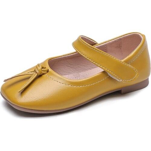 2020 New Childrens Casual Flat Shoes Girls Fashion Princess Shoes Solid Leather Ballerina Slip-on Kids Girls Party Dress Shoes