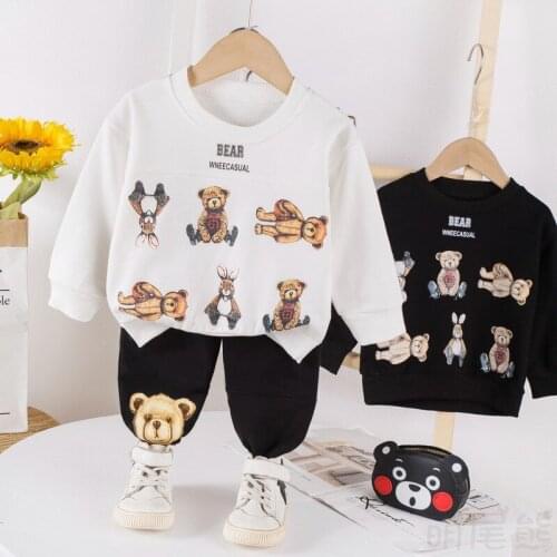 Boys New Spring Autumn Clothes Children Casual Loose Long-Sleeved Fashion Comfortable Sweater Wear 2021 Two-Piece Suit