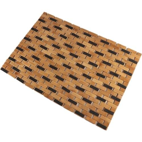 New Bamboo Bath Mat Silicone Anti Slip Pads Roll Up Wooden Bath Mats Boho Bamboo Decor Shower Mats for Shower, Spa