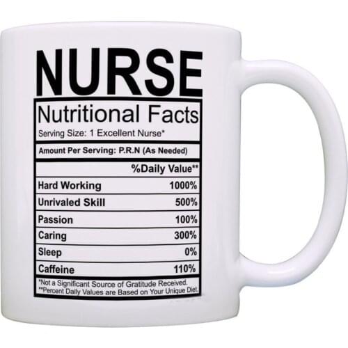 Nurse Gifts Nurse Nutritional Facts Label Nursing Gag Gift Gift Coffee Mug Tea Cup White