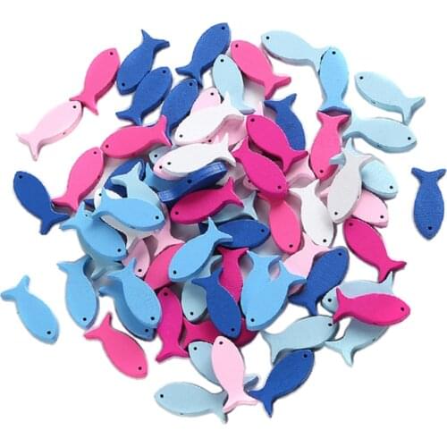 Prettyia 50pcs Wooden Fish Pieces Scrapbooking Carft DIY Hanging Decoration