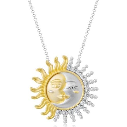 Ins Simple Wild Sun Moon Long Necklace Female Personality Trend Two-color Clavicle Chain for Birthday Mothers Day Gift