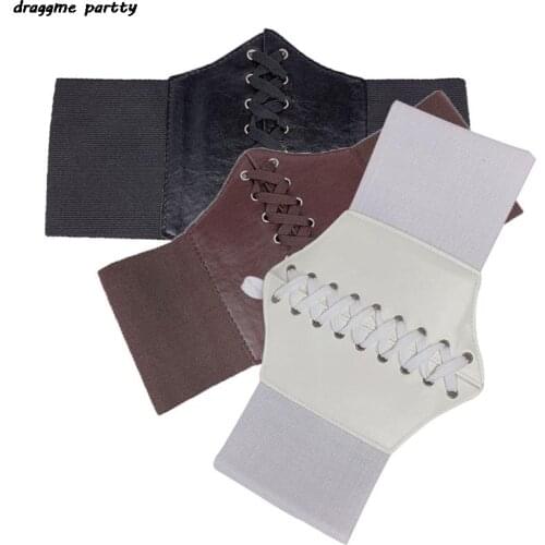 New Fashion Women Black Pin Up Waist Faux Leather Girdle Belt Cinched Elastic Corset Belly Band Accessories