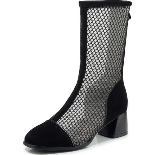 2019 spring and summer new thick heel with high tube breathable sandals tide 33-46