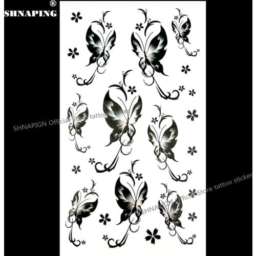 SHNAPIGN Ink cute butterfly Style Temporary Body Art Flash Tattoo Sticker 17*10cm Waterproof Henna Tatoo Xmas Gift Party Tatto