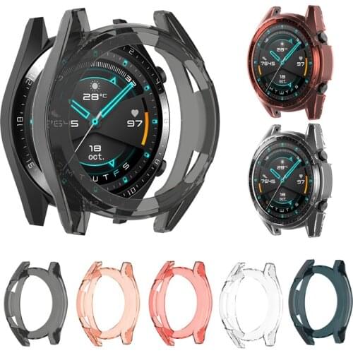 Silicone Shockproof Protective Case Cover For Huawei watch GT GT2 42mm 46mm Soft Transparent TPU Protector Shell Frame