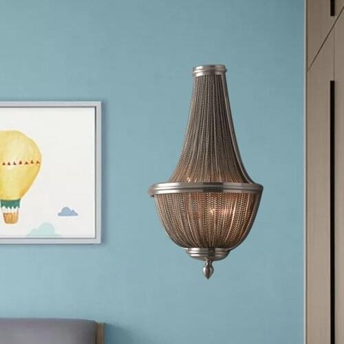 Retro Bar Club LED Decoration Wall Light Creative Clothing Store Tassel Aluminum Chain Wall sconce American Industrial Wall Lamp