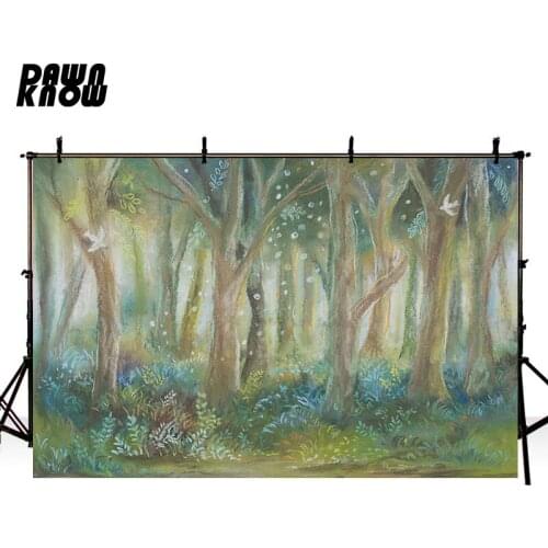 DAWNKNOW Oil Painting Vinyl Photography Background For Baby Forest Photo Shoot Backdrop For Wedding Photo Studio G906