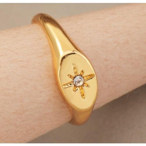 Cross-border European and American Jewelry Popular Personality Geometric Metal Ring Fashion Simple Love Star Finger Ring