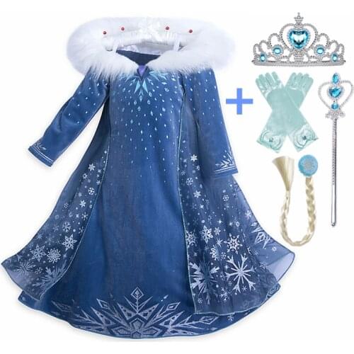 Winter Dress Long Sleeve Autumn Halloween Children Cartoon Clothes 4-10Y Princess Costume Queen 2 Girls Cosplay Dress