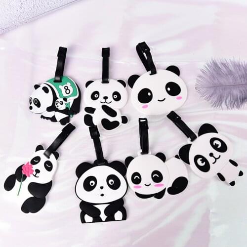 1PCS Randomly Portable Label Cartoon Animal Panda Luggage Tag Silicone Suitcase ID Address Holder Baggage Tag Travel Accessories