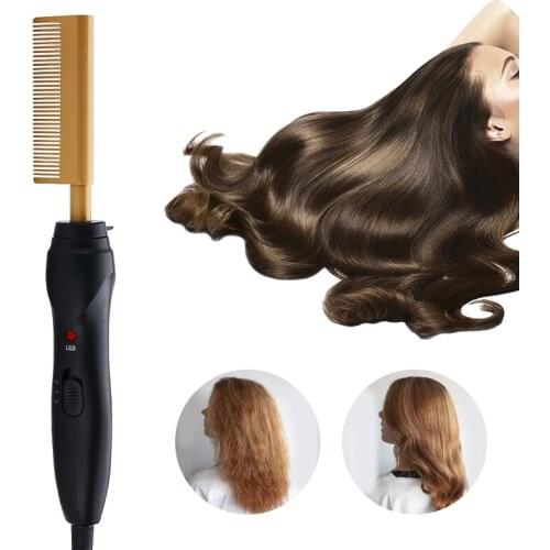 110-220V Multifunctional Dry And Wet Comb Straightener Curler Hair Straightener Male Beard Comb Perm Curly Hair Styling Tool 40D