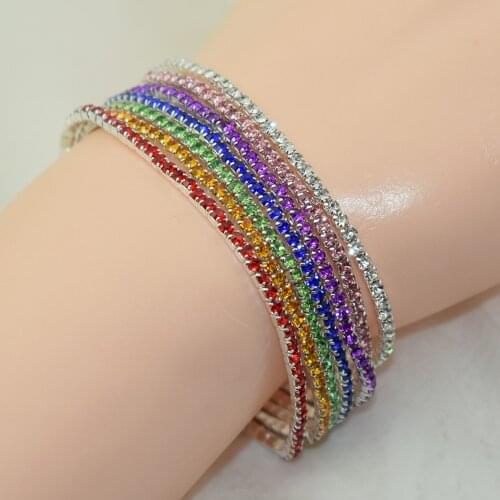12 pcs/Set Elastic Force Bracelet for Women Crystal rhinestones Wedding Bracelets & Bangles Resin drill Bangles Jewelry Gift