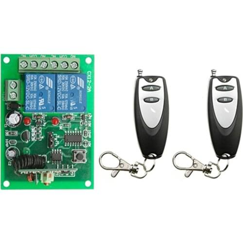 433MHz Universal Wireless Remote DC 12V 24V 2CH RF Relay and Transmitter Remote Control Garage Gate Light Fan Home DIY