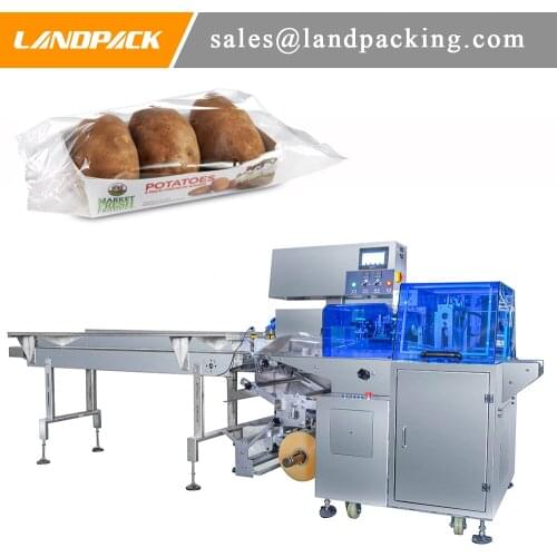 Potato With Tray Automatic Horizontal Flow Wrap Packaging Machine
