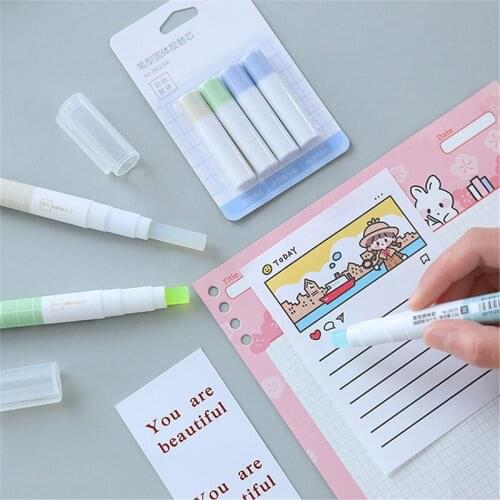 Fast Dry Cute Glue Stick Pen Shape Solid Color Glue Stick DIY Scrapbooking Diary Notebook Envelope Sealing Stickers