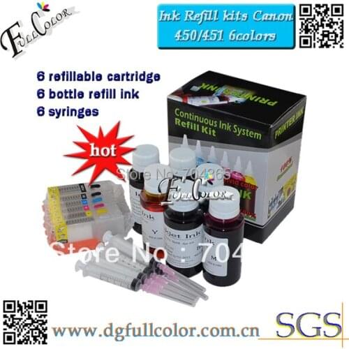 PIXMA MG7140 Ink Refill Kits 450 451 Ink Cartridge With ARC Chip And 600ml Bottle Inks Printer Refill Ink kits
