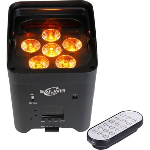 Sailwin Light 6*18W 6IN1 RGBAW UV APP Mobile Smart DJ LED UPLIGHT Battery Wireless LED Stage Par Light