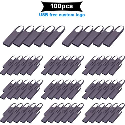 100pcs/lot Free Custom LOGO Pendrive Waterproof Metal USB2.0 Flash Drive 4GB 8GB 16GB 32GB 64GB U Disk Wedding Gift Memory Stick
